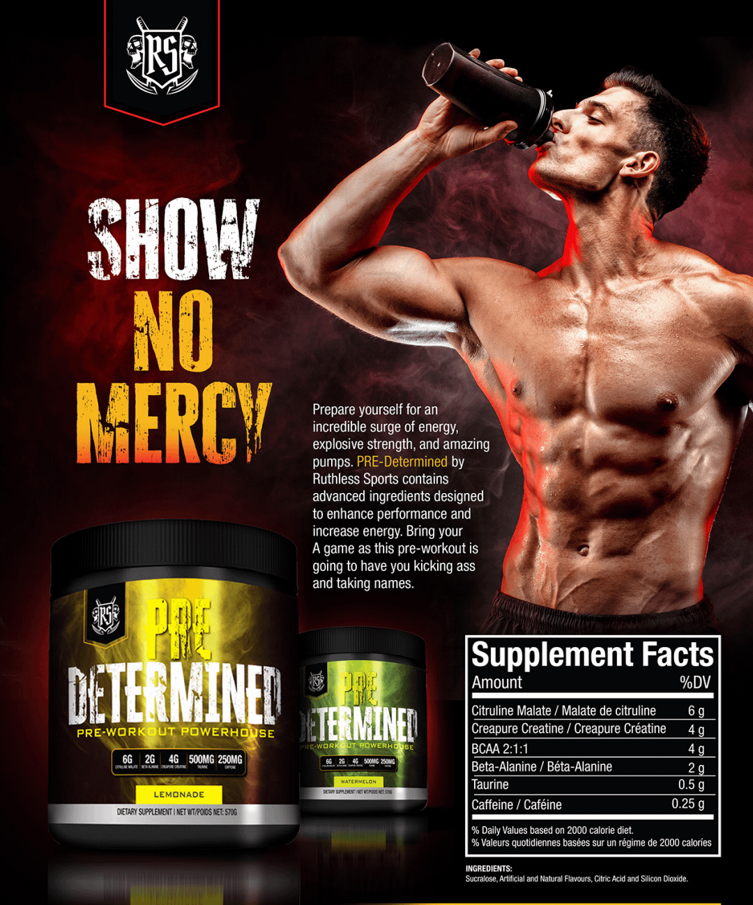 Pre Determined PreWorkout Powerhouse Ruthless Sports PreWorkout